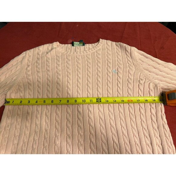 Ralph Lauren Womens Old Money Logo Sweater Size XL Pink Soft Girl Tennis Prep - Picture 3 of 10